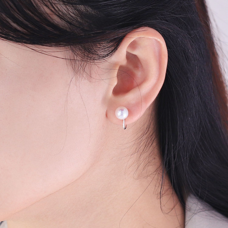 ESTELLE エステール 6月誕生石 K18 ホワイトゴールド あこや真珠 イヤリング ホワイトゴールド