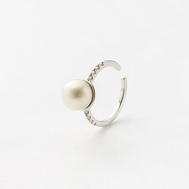 6月誕生石 K10 ホワイトゴールド あこや真珠 イヤーカフ ※片耳用