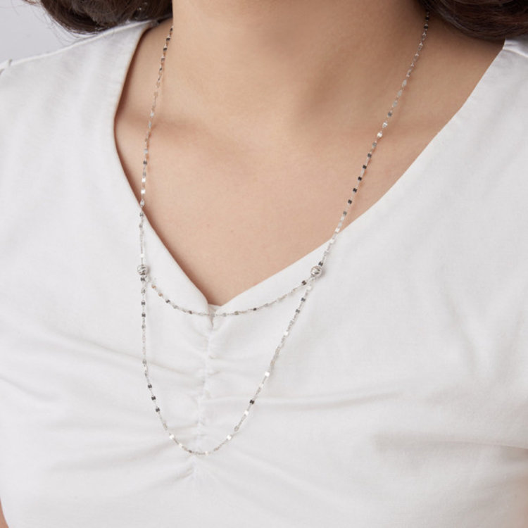 ESTELLE エステール K10 ホワイトゴールド ロング デザインネックレス（70cm） ホワイトゴールド