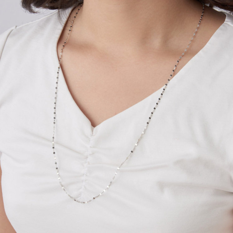 ESTELLE エステール K10 ホワイトゴールド ロング デザインネックレス（70cm） ホワイトゴールド