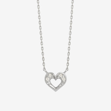 GLOW】プラチナ ダイヤモンド ハート ネックレス（0312-0196-0015