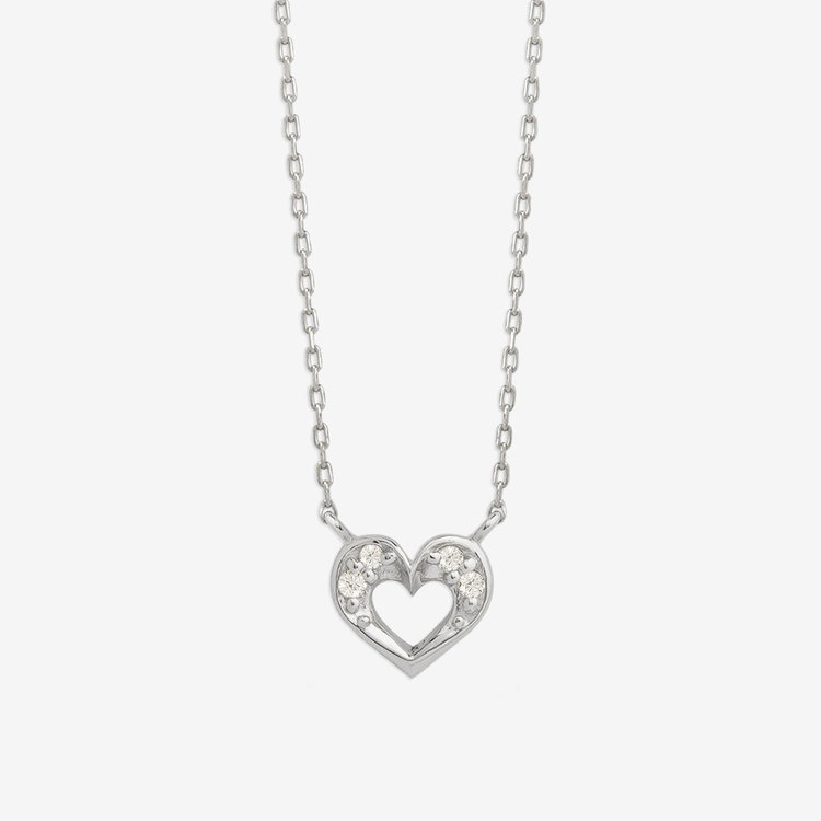GLOW】プラチナ ダイヤモンド ハート ネックレス（0312-0196-0015