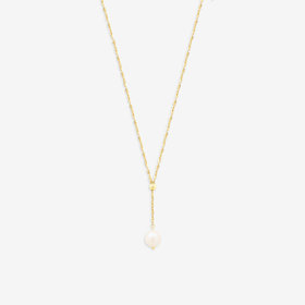 6月誕生石 K10 イエローゴールド あこや真珠 ロング デザインネックレス（70cm）