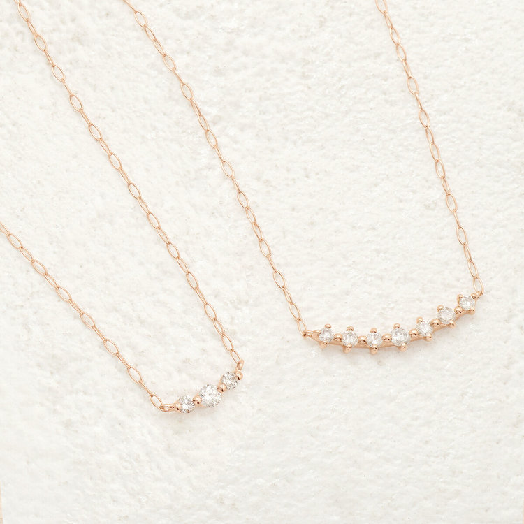 ESTELLE エステール 【GLOW】K10 ピンクゴールド ダイヤモンド ネックレス ピンクゴールド