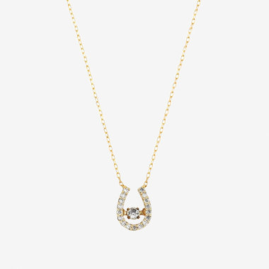 【ダンシングストーン】K10 イエローゴールド ダイヤモンド 馬蹄 ネックレス