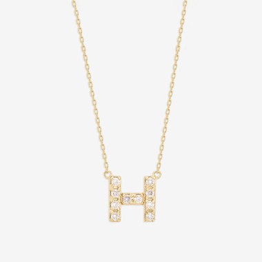 【WEB限定】K10 イエローゴールド ダイヤモンド イニシャル ネックレス（H）
