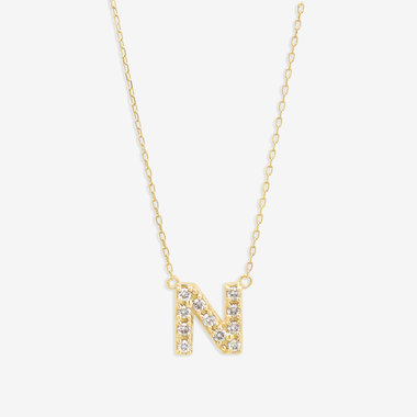 【WEB限定】K10 イエローゴールド ダイヤモンド イニシャル ネックレス（N）
