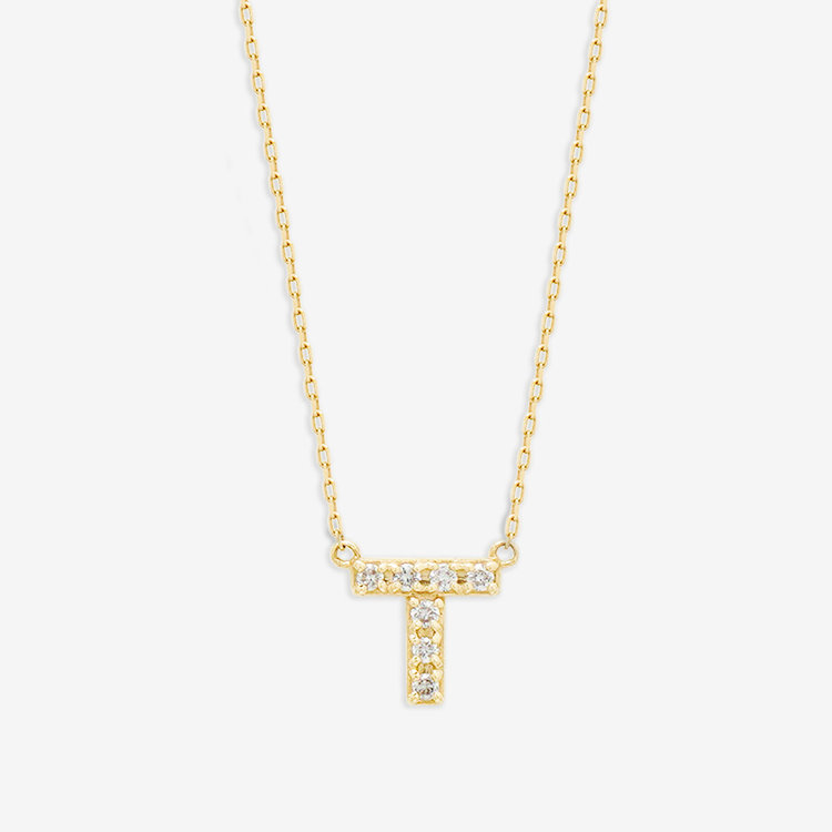 ESTELLE エステール 【WEB限定】K10 イエローゴールド ダイヤモンド イニシャル ネックレス（T） イエローゴールド