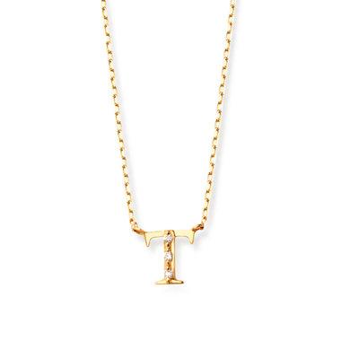 【WEB限定】K18 イエローゴールド ダイヤモンド イニシャル ネックレス（T）