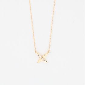 11月誕生石 K10 イエローゴールド ホワイトトパーズ クロス ネックレス