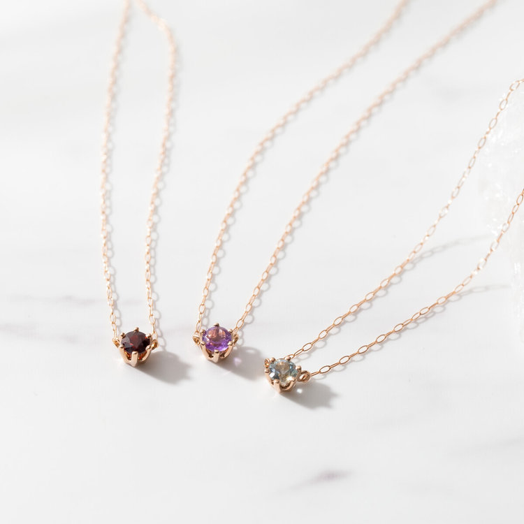 ESTELLE エステール 【WEB限定】1月誕生石 K18 ピンクゴールド ガーネット ネックレス ピンクゴールド