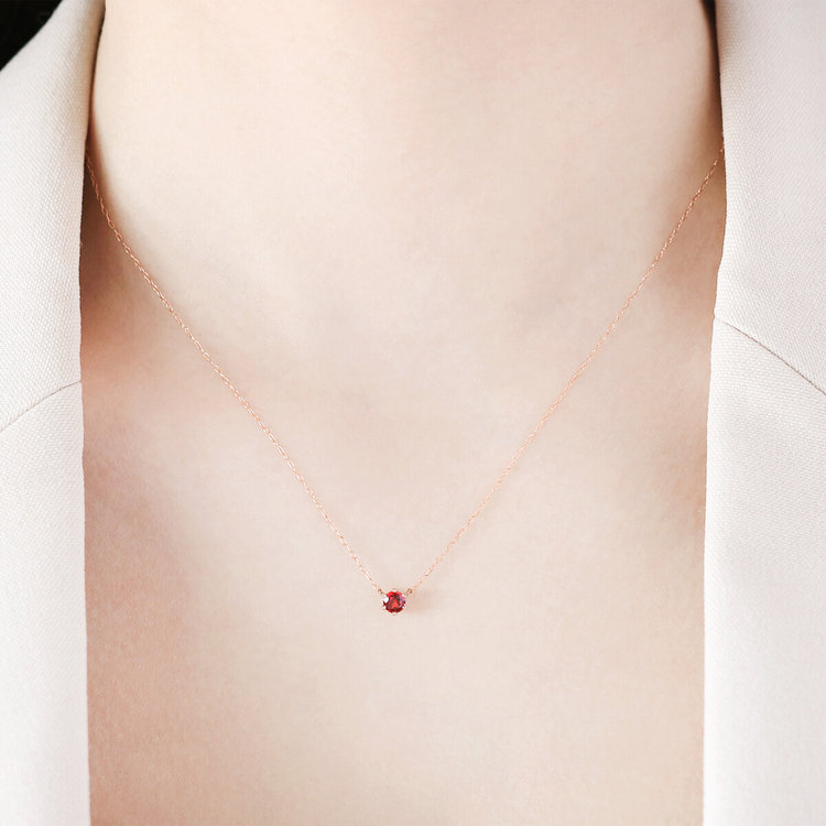 ESTELLE エステール 【WEB限定】1月誕生石 K18 ピンクゴールド ガーネット ネックレス ピンクゴールド