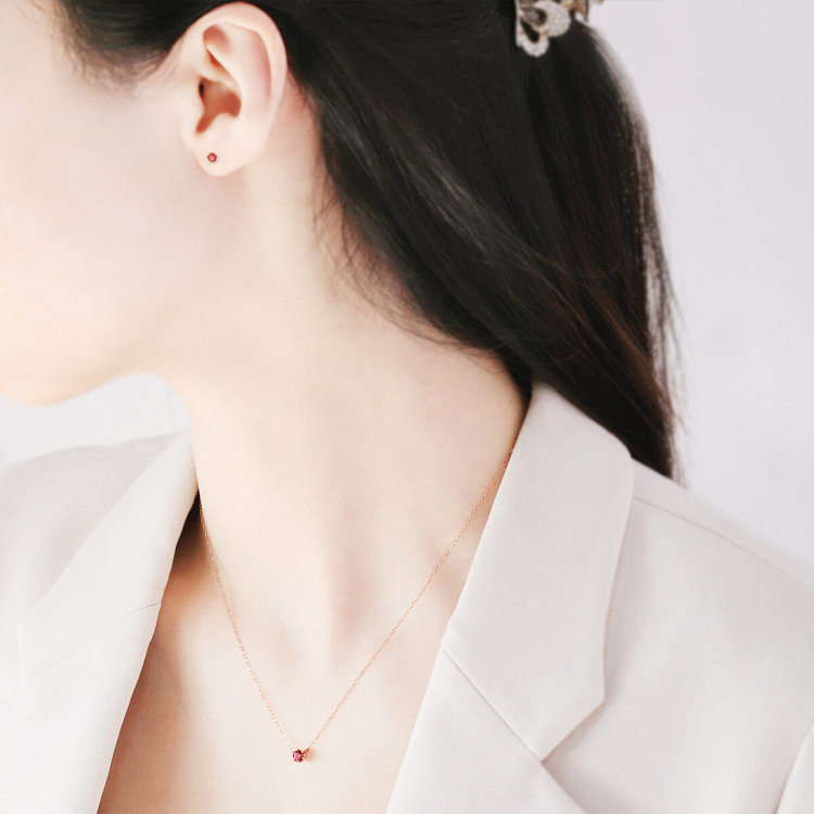 ESTELLE エステール 【WEB限定】1月誕生石 K18 ピンクゴールド ガーネット ネックレス ピンクゴールド