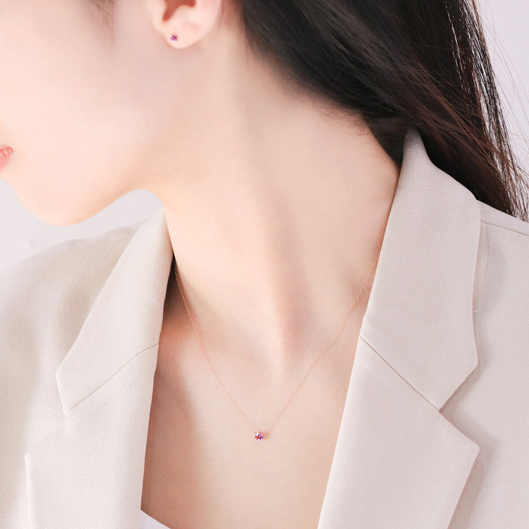 ESTELLE エステール 【WEB限定】2月誕生石 K18 ピンクゴールド アメジスト ネックレス ピンクゴールド