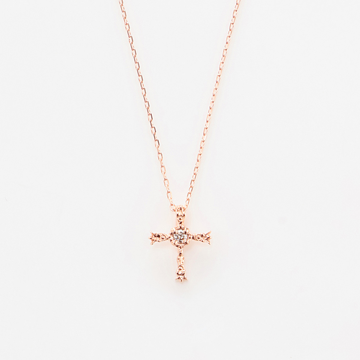 エステール ESTELLE クロス 十字架 ダイヤモンド ネックレス K18PG K10 イエローゴールド ダイヤモンド クロス ネックレス（0442-0048