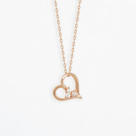 K10 ピンクゴールド ダイヤモンド ハート ネックレス