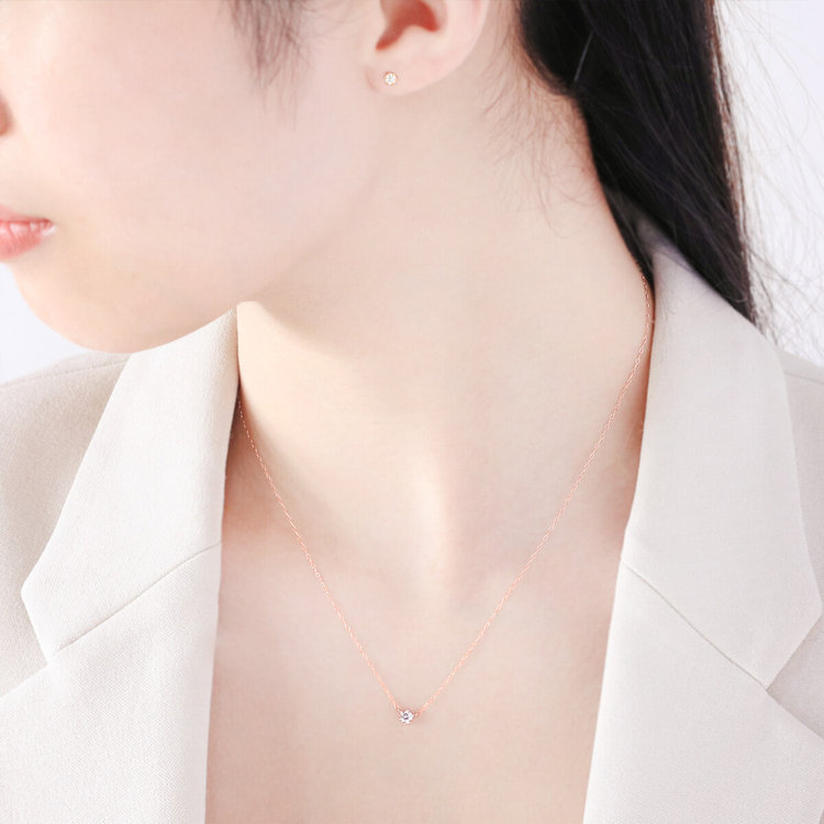 ESTELLE エステール 【WEB限定】K18 ピンクゴールド ダイヤモンド ネックレス（0.15ct） ピンクゴールド