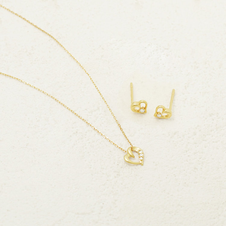 ESTELLE エステール 【公式サイト限定】【Best Price】K10 イエローゴールド ダイヤモンド ハート ネックレス イエローゴールド