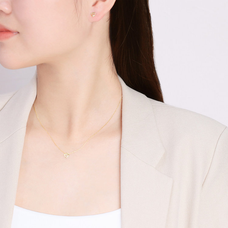 ESTELLE エステール 【公式サイト限定】【Best Price】K10 イエローゴールド ダイヤモンド ハート ネックレス イエローゴールド