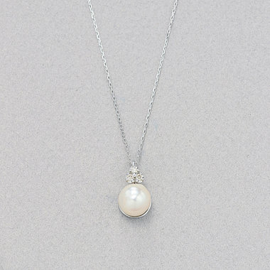6月誕生石 K10 ホワイトゴールド あこや真珠 ネックレス