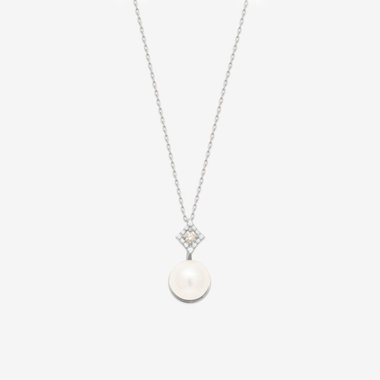 6月誕生石 K10 ホワイトゴールド あこや真珠 ネックレス