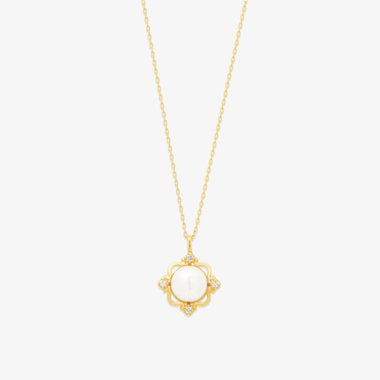 6月誕生石 K10 イエローゴールド あこや真珠 ネックレス