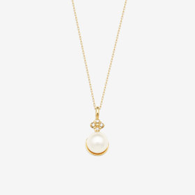 6月誕生石 K10 イエローゴールド あこや真珠 ネックレス