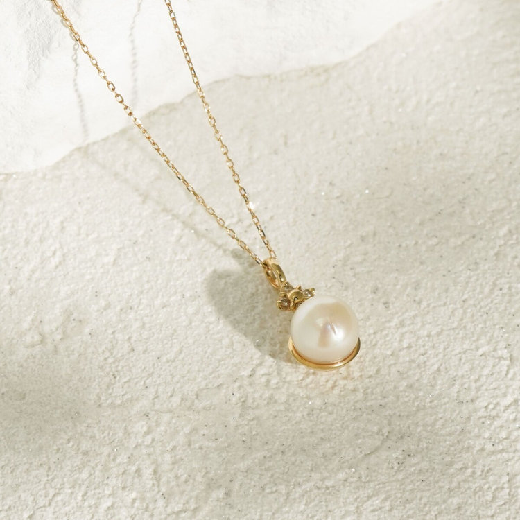 ESTELLE エステール 6月誕生石 K10 イエローゴールド あこや真珠 ネックレス イエローゴールド