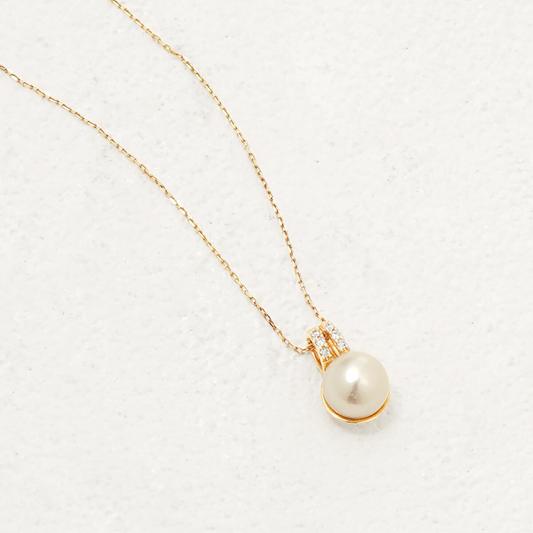 ESTELLE エステール 6月誕生石 K10 イエローゴールド あこや真珠 ネックレス イエローゴールド