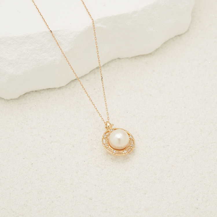 ESTELLE エステール 6月誕生石 K10 イエローゴールド あこや真珠 ネックレス イエローゴールド