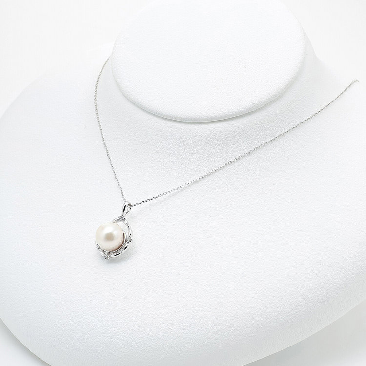 ESTELLE エステール 6月誕生石 K10 ホワイトゴールド あこや真珠 ネックレス（7.5mm-8.0mm） ホワイトゴールド