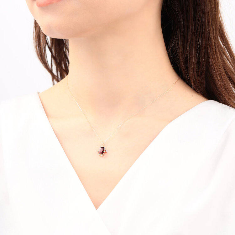 ESTELLE エステール 1月誕生石 K10 イエローゴールド ガーネット ネックレス イエローゴールド