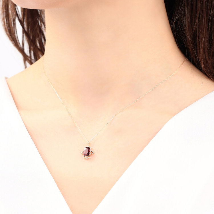 ESTELLE エステール 1月誕生石 K10 イエローゴールド ガーネット ネックレス イエローゴールド