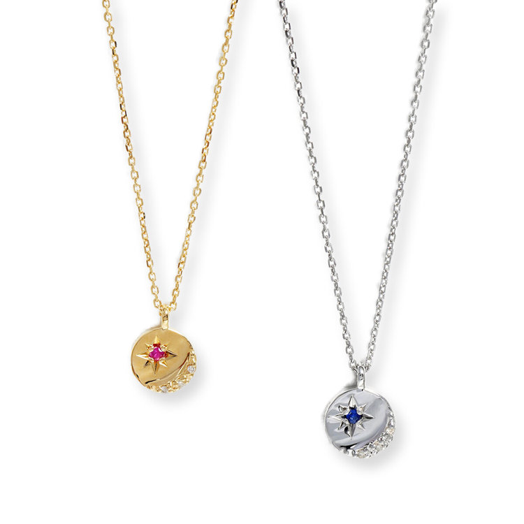 ESTELLE エステール 【WEB限定】7月誕生石 シルバー イエローゴールドメッキ ルビー ペアネックレス（レディース） イエロー