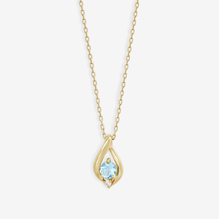 ESTELLE エステール 【WEB限定】3月誕生石 K10 イエローゴールド アクアマリン しずく ネックレス イエローゴールド