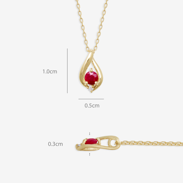 ESTELLE エステール 【WEB限定】7月誕生石 K10 イエローゴールド ルビー しずく ネックレス イエローゴールド