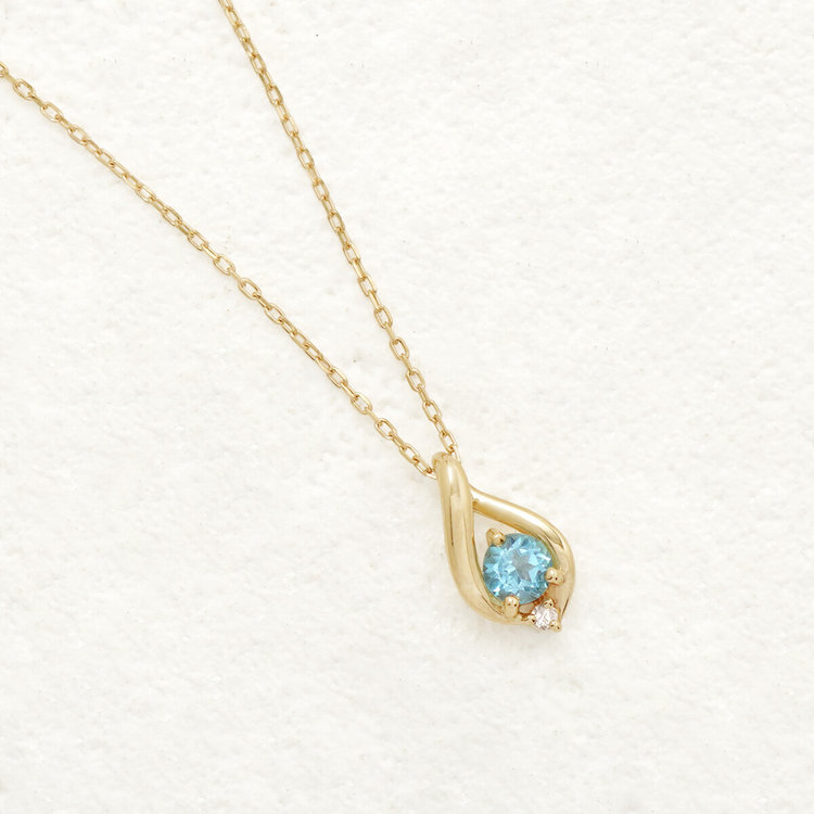 ESTELLE エステール 【WEB限定】11月誕生石 K10 イエローゴールド ブルートパーズ しずく ネックレス イエローゴールド