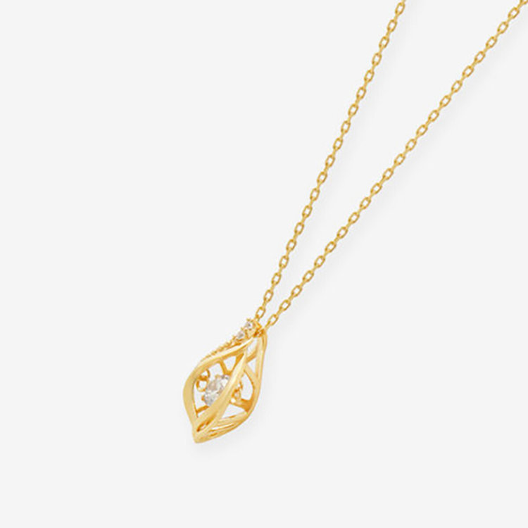 ESTELLE エステール 【ダンシングストーン】シルバー イエローゴールドメッキ キュービックジルコニア ネックレス イエロー