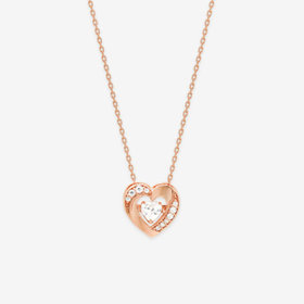【ダンシングストーン】シルバー ピンクゴールドメッキ キュービックジルコニア ハート ネックレス