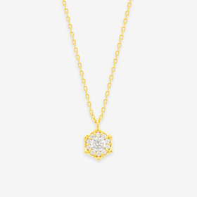 シルバー イエローゴールドメッキ キュービックジルコニア ネックレス