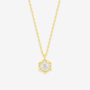 シルバー イエローゴールドメッキ キュービックジルコニア ネックレス