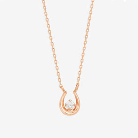 【WEB限定】シルバー ピンクゴールドメッキ キュービックジルコニア 馬蹄 ネックレス
