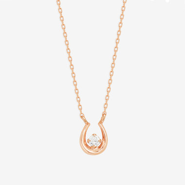【WEB限定】シルバー ピンクゴールドメッキ キュービックジルコニア 馬蹄 ネックレス