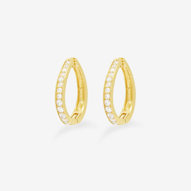 シルバー イエローゴールドメッキ キュービックジルコニア イヤリング