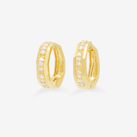 シルバー イエローゴールドメッキ キュービックジルコニア イヤリング