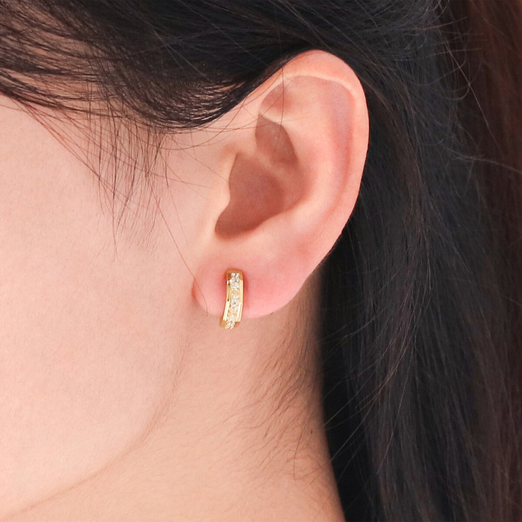 ESTELLE エステール シルバー イエローゴールドメッキ キュービックジルコニア イヤリング イエロー