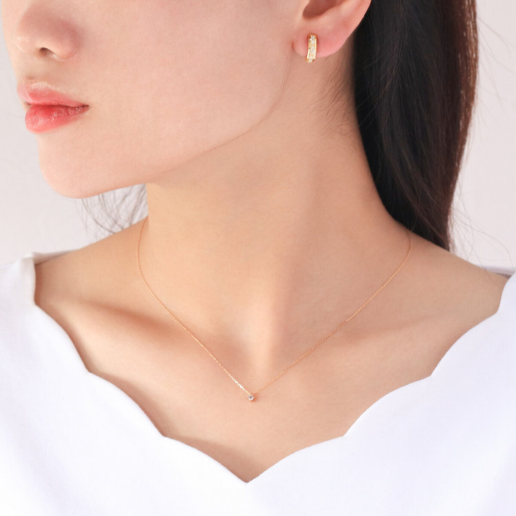 ESTELLE エステール シルバー イエローゴールドメッキ キュービックジルコニア イヤリング イエロー