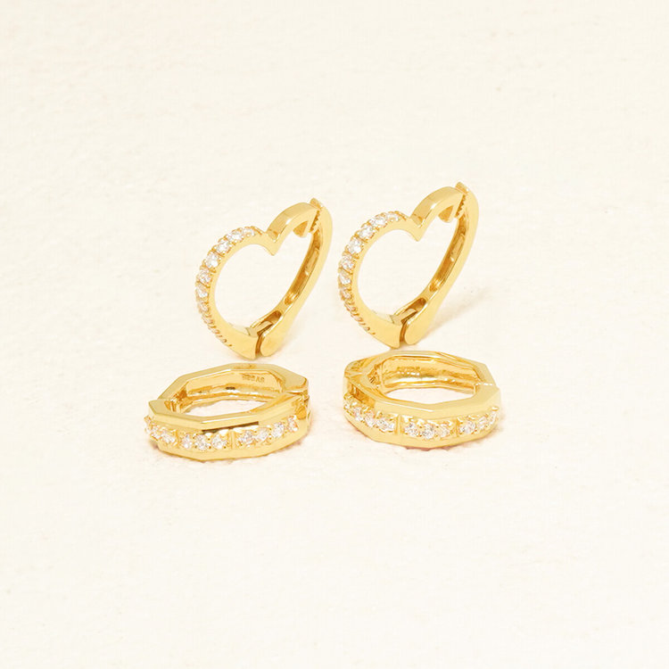 ESTELLE エステール シルバー イエローゴールドメッキ キュービックジルコニア イヤリング イエロー