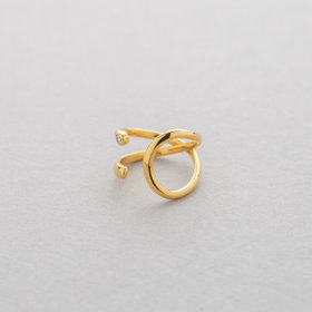 シルバー イエローゴールドメッキ キュービックジルコニア リングカフ