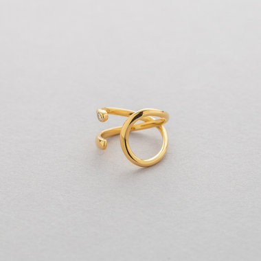 シルバー イエローゴールドメッキ キュービックジルコニア リングカフ